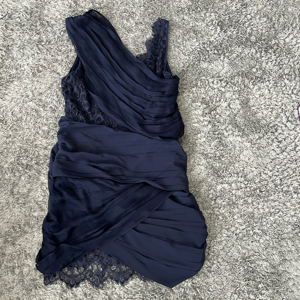 100% Silk Marcus Dark Blue Evening dress; Lace Women’s Dress ; Cocktail Party